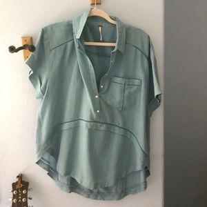 Free People oversized blue top